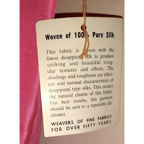 Vintage Carol Brent Silk Dress. HOT PINK w/Tag 60s Made in USA EASTER Sz 16 - Picture 9 of 16